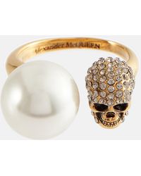 Alexander McQueen Verzierter Ring - Weiß