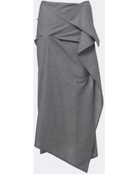 Victoria Beckham - Asymmetric Draped Wool Midi Skirt - Lyst