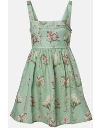 Agua Bendita - Hierbabuena Floral Linen Minidress - Lyst