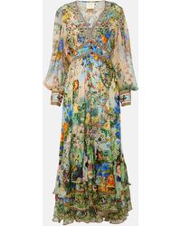 Camilla - Embellished Printed Silk Maxi Dress - Lyst