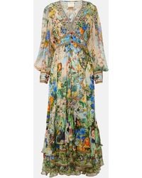 CAMILLA - Embellished Printed Silk Maxi Dress - Lyst