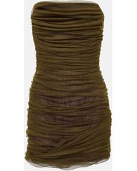Saint Laurent - Ruched Silk-blend Mini Dress - Lyst
