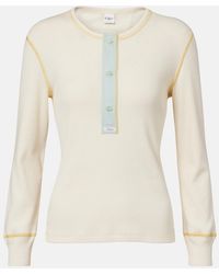 Chloé - Ribbed-Knit Cotton Jersey Henley Shirt - Lyst
