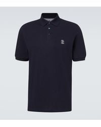 Brunello Cucinelli - Embroidered Cotton Pique Polo Shirt - Lyst