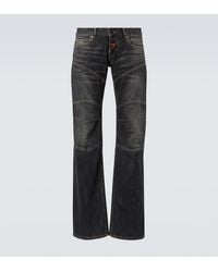 Balenciaga - Distressed Low-Rise Wide-Leg Jeans - Lyst