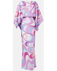 PUCCI - Printed Silk Twill Maxi Dress - Lyst