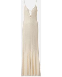 Self-Portrait - Rhinestone-Embellished Mesh Maxi Dress - Lyst