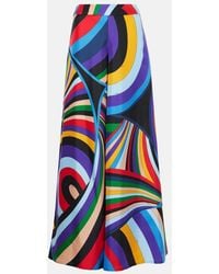 PUCCI - Iride Silk Twill Wide-Leg Pants - Lyst