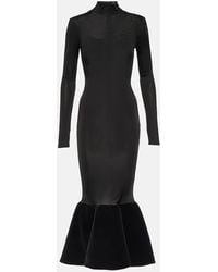 David Koma - Midikleid Aus Jersey Mit Samt - Lyst
