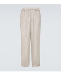 Undercover - Pinstripe Wool And Linen Wide-Leg Pants - Lyst
