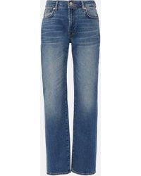 7 For All Mankind - Ellie High-rise Cotton-blend Straight Jeans - Lyst