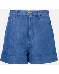 Valentino - Cotton And Linen Denim Shorts - Lyst