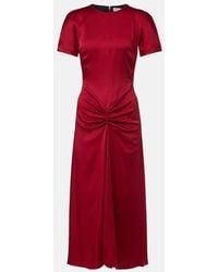 Victoria Beckham - Gathered Satin Midi Dress - Lyst