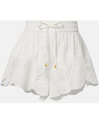 Zimmermann - Mahon Embroidered Cotton Shorts - Lyst