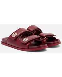 Gucci - Sandalen Gg Aus Leder Mit Kristallen - Lyst