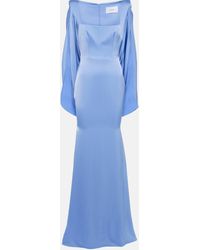 Alex Perry - Caped Crepe Satin Gown - Lyst