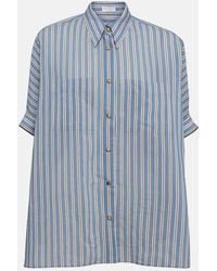 Brunello Cucinelli - Camisa oversized de algodon y seda a rayas - Lyst