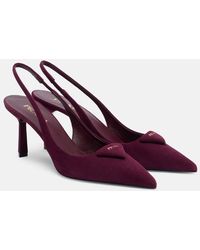 Prada - Suede Slingback Pumps 75 - Lyst