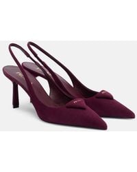 Prada - Suede Slingback Pumps 75 - Lyst