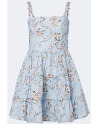 Agua Bendita - Lima Floral Tiered Linen Minidress - Lyst