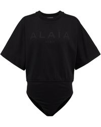 Alaïa Logo Jersey Bodysuit - Black