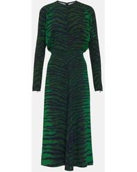 Victoria Beckham - Tiger-print Cady Midi Dress - Lyst