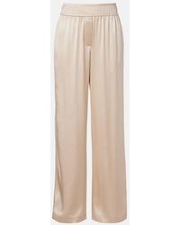 Brunello Cucinelli - Silk-Blend Satin Wide-Leg Pants - Lyst