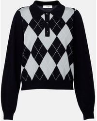 FRAME - Argyle Wool-Blend Polo Sweater - Lyst
