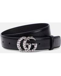 Gucci - Cinturón Fino Gg Marmont Con Cristales, Talla 75 - Lyst