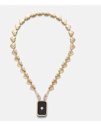 Marie Lichtenberg - Heart Scapular 18Kt And Ebony Pendant Necklace With Diamond - Lyst