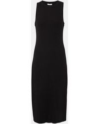 Vince - Ribbed-Knit Jersey Midi Dress - Lyst