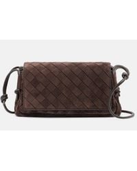 Bottega Veneta - Notturno Intrecciato Suede Crossbody Bag - Lyst