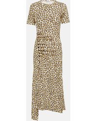 Rabanne - Leopard-print Jersey Midi Dress - Lyst