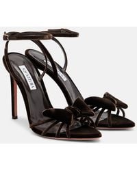 Aquazzura - Tie 105 Bow-Detail Velvet Sandals - Lyst