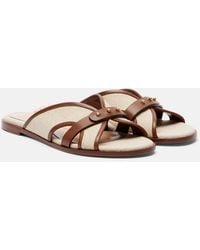 Gianvito Rossi - Paros Leather-Trimmed Canvas Slides - Lyst