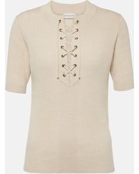 Dries Van Noten - Lace-up Ribbed-knit Wool-blend Top - Lyst