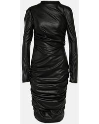 Tom Ford - Ruched Faux Leather Midi Dress - Lyst