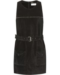 Saint Laurent Minikleid aus Veloursleder - Schwarz
