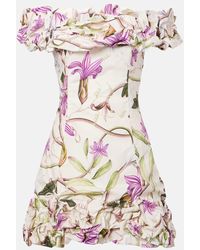 Agua Bendita - Jardin Mutisia Floral Cotton Minidress - Lyst