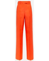 Valentino - Wool And Silk High-rise Straight Pants - Lyst