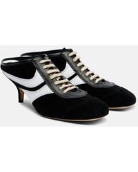 Dries Van Noten - 65 Leather-Trimmed Suede Mules - Lyst