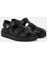 Tory Burch - Double T Leather Fisherman Sandals - Lyst