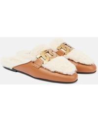 Tod's - Catena Shearling-lined Leather Slippers - Lyst
