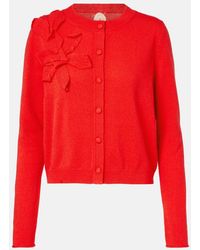 Jardin Des Orangers - Floral-Applique Cashmere And Wool Cardigan - Lyst