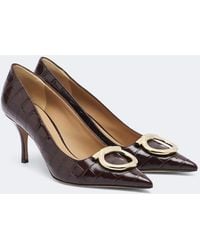 Ferragamo - Lara Gancini Croc-Effect Leather Pumps - Lyst