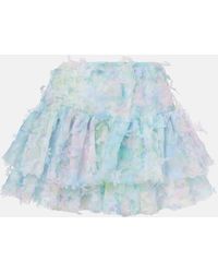 SUSAN FANG - Floral-Applique Tiered Tulle Miniskirt - Lyst