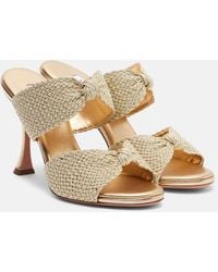 Aquazzura - Smile Raffia-Effect Mules - Lyst