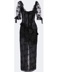 Alessandra Rich - Bow-Detail Cotton-Blend Lace Midi Dress - Lyst