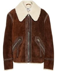 MM6 by Maison Martin Margiela Faux Shearling-lined Suede Jacket - Brown