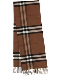Burberry Heart Printed Camel Giant Check Cashmere Scarf 168x30 Cm in Black  | Lyst
